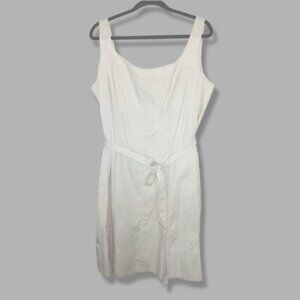 Talbots Shift Midi Dress Stretch Fit & Flare Tie Waist Hidden Back Zip Tan 18W